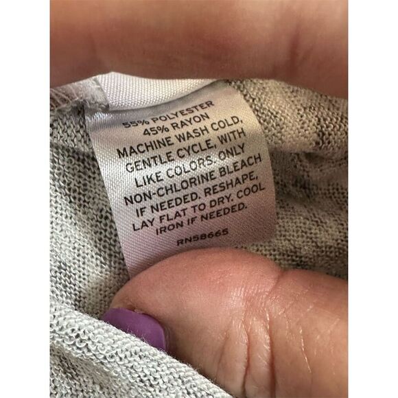 Caslon Women's XL Gray Striped V-Neck Short Sleeve Casual Top - Picture 8 of 8